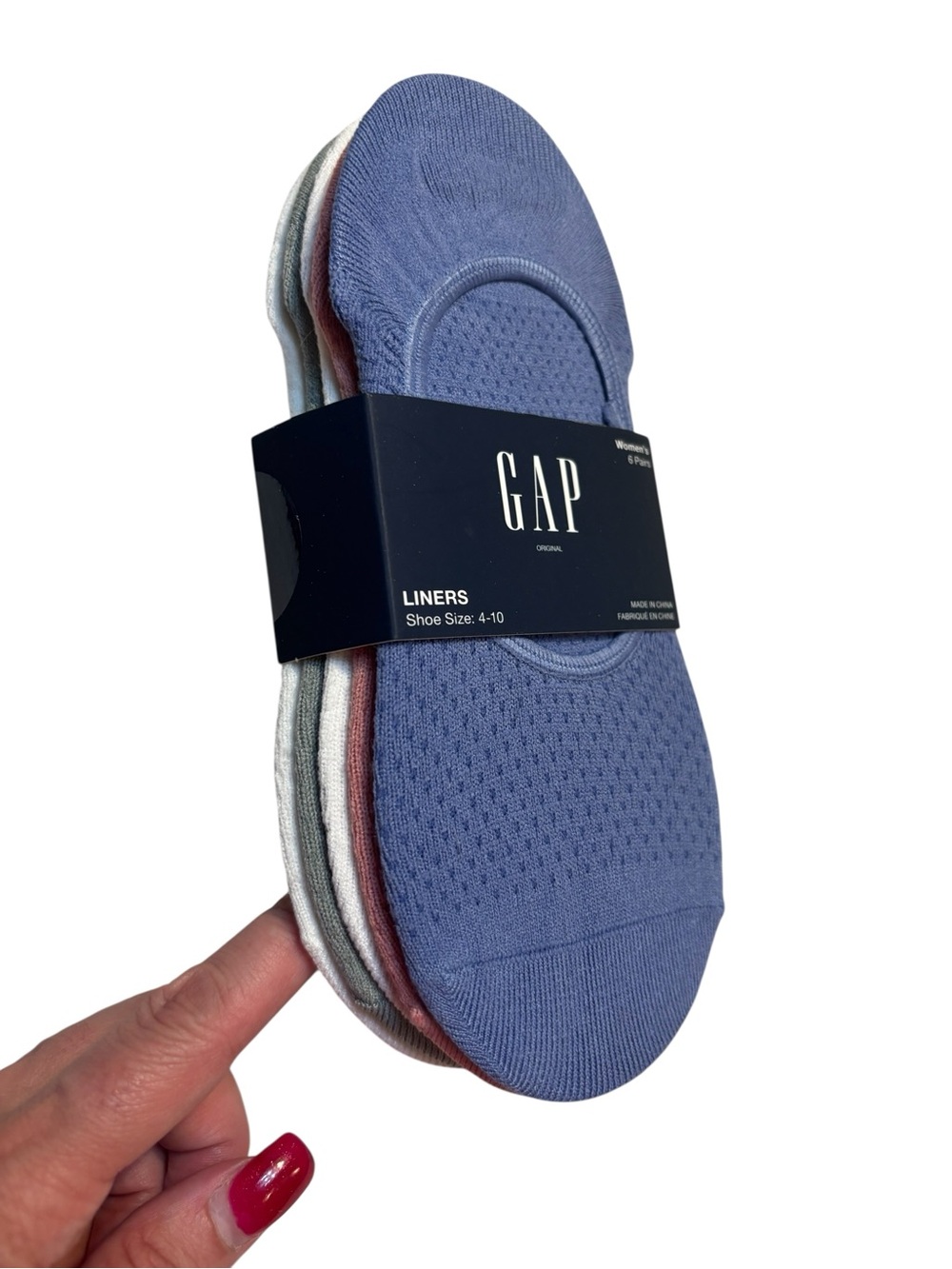 NEW 5 pairs GAP No-Show Liner Socks Women’s 4-10 Blue, Pink, White & Gray